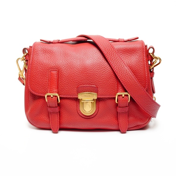 Prada Handbags - PRADA Red Leather Shoulder Bag